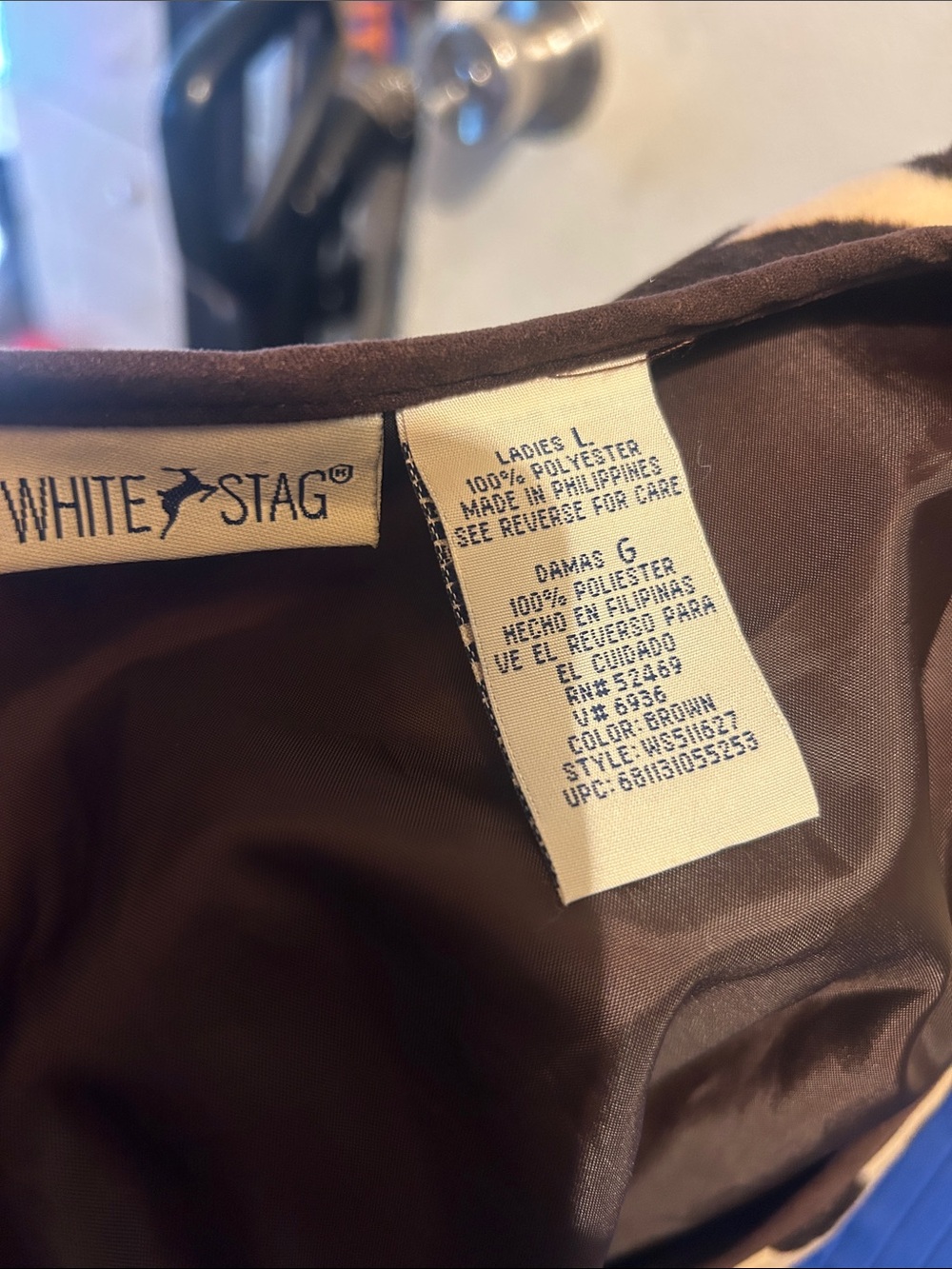 White Stag Beige & Dark Brown Faux Fur Cow-Print Zip Vest - Picture 7 of 7